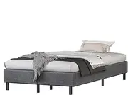 ALFORDSON Bed Frame Base King Single Size with Linen Upholstery, Bed Platform Foundation Without Headboard for Mattress Topper, Basel Fabric Grey