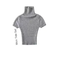 在飛比找ETMall東森購物網優惠-高領針織衫辣妹內搭短袖氛圍毛衣