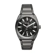 Fossil Everett Three-Hand Date Gunmetal Stainless Steel Watch FS6075