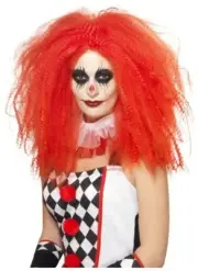Halloween Long Red Crimped Clown Wig Pk 1 (WIG ONLY)