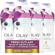 Olay Fresh Outlast Soothing Orchid and Black Currant Body Wash 22 oz, (4 Count)