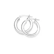 Silver 10mm Plain Light Tube Hoop Earrings