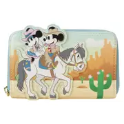 Disney Western Mickey & Minnie Zip Around Wallet Coin Purse 6x4in