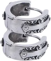 [Holibanna] Retro Men's Earrings Titanium Steel Hoops Lightweight Punk Fashion Accessories for Men