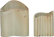 [Bloomingville] Scandinavian Stoneware Organically Shaped Edge, Set of 2, Beige Vase, Ivory