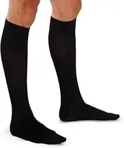 Therafirm Men's Trouser Socks - 15-20mmHg Mild Compression Dress Socks (Black, Large)