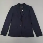 J Crew 1035 Blazer Womens 2P Petite Blue Tollegno Wool Blend Bi Stretch Jacket