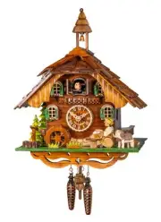 Quartz Cuckoo Clock Black Forest house with moving beer drinker.. EN 4442 QM NEW
