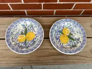 Isabelle De Borchgrave Caspari Salad Dessert Paper Plates Citron Lemon Blue Lot