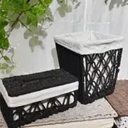 Tissue Box Woven Cotton Rope Paper Cube Organizer Container Case Holder Black