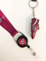 SET OF 2 MANLY SEA EAGLES NRL TEAM RETRACTABLE LANYARD + RESIN BOOT KEY RING