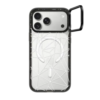 iPhone 17 Pro Max Impact Ring Stand Case MagSafe Compatible Abstraction Outline White Transparent