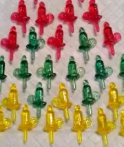 31 LOOP HANDLE LARGE CANDLE BULBS Ceramic Christmas Tree Lights Red Yellow Green