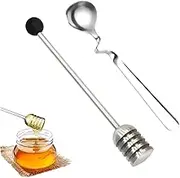 MIRKUZI Honey Spoon, 2 Pieces Stainless Steel Coffee Spoons Jam Honey Spiral Spoon Set for Coffee Spoon Jam Syrup Yogurt Molasses