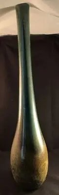 TONY EVANS RAKU VASE 57~19” TALL~GREEN FOREST WITH VARIATIONS AT THE BOTTOM~MINT
