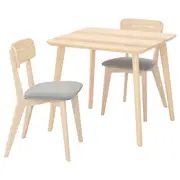 LISABO / LISABO table and 2 chairs, ash/Tallmyra white/black, 88x78 cm