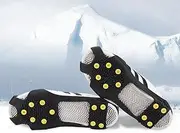 [KOSDFOGE] Ice Cleats for Boots Shoes, Portable Professional Outdoor Snow Antiskid 10 Steel Studs Spikes Grips Mountain Climbing Footwear Ice Traction Cleats for Hiking Walking Climbing Jogging
