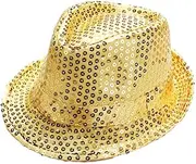 [LKQBBSZ] Mardi Gras Sequin Fedora Hats Party Hats,Western Sequin Fabric Fedora Hat for Men Cosplay Costume Party Accessory