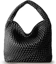 [Ann Bully] Woven Bag for Women, Vegan Leather Tote Bag Large Summer Beach Travel Handbag and Purse Retro Handmade Shoulder Bag