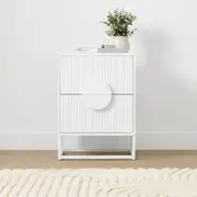 Stevie 2 Drawer Bedside Table - White