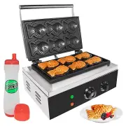 GorillaRock Taiyaki Fish Waffle Maker | Stainless Steel | 6 Small Fish | 110V