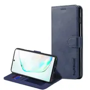 For Samsung Galaxy Note10+ /Note 10 Plus Case, SupRShield Wallet Leather Flip Magnetic Stand Case Cover (Navy Blue)