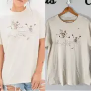 NWT American Eagle Women's Oversized Winter Snowmen Skeleton Tee Shirt Size S/XS