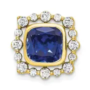14k Yellow Gold Lab Grown Diamond VS/SI FGH & Created Sapphire Square Pendant