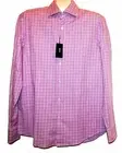 Hugo Boss Men's Pink Plaids Button Front Dress Shirt Size 17.5