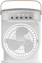 [Gyorwst] Air Conditioner Fan USB Personal Air Cooler Mini Humidifier Misting Fan with 7 Colors LED Lights Portable Fan-White