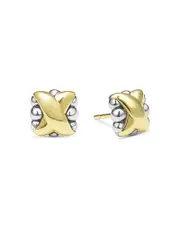 Lagos 18K Yellow Gold & Sterling Silver Embrace X Bead Stud Earrings