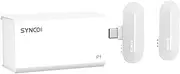 P1T 2.4G Wirel Microphone System with Clip-on Transmitter + Type-C Receiver + Wirel Charging Case 50M Transmission Built-in Battery Compat with Type-C face Phone White Type-C