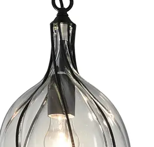 美式復古鐵架玻璃罩吊燈 (6.4折)