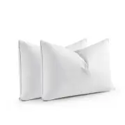 2 Pack 15% Grey Goose Down Feather Bed Pillows 233TC with 100% Cotton Cover