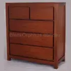 Timber Tallboy, Mahogany Chest of Drawers, 5 Drawer Storage Cabinet.