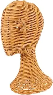 Ciieeo Mannequin Head Display Stand: Handwoven Rattan Rack - Multifunctional Organizer For Hats/wigs/headdresses - Features Ear For Earring Showcase