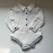 Me & Henry Jasper Waffle One piece White NWT Size 6/12m (T18)