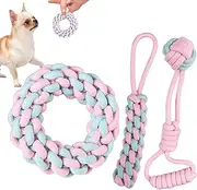 Rope Chew Toys for Dogs - Dog Chew Ropes for Aggressive Chewers,Set of 3 Heavy Duty Interactive Tug of War Pull Teether for Large Breed Training Park Playtime Fun Activity