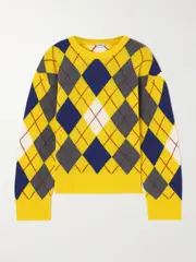 [LOEWE] LOEWE - Argyle Wool Sweater - Yellow - medium medium Yellow