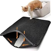 Cat Litter Box Mat Litter Double-Layer Design Waterproof Urine Proof Material, Easy Clean and Floor Carpet Protection Best Scatter Control Easy to Clean, Soft on Paws Cat Tray Mat (large)