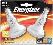 Generic Pack of 2 Energizer 20W (=25W) Bulbs, Eco Halogen, R39 Reflector, 100% Dimmable Lamps, E14 Small Edison Screw, 235lm, 2700K Warm White (Twin Blister Pack) S11953