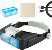 Magnifier with Led Light,Rechargeable Head Mount Magnifier 1.5X to 3.5X,Magnifyi