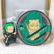 Roronoa Zoro One Piece Rubber Keychain Strap & Rubber Coaster Anime Bandai Japan