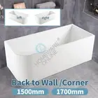 Bathroom White Acrylic Left Right Corner Back to Wall Bath Tub Spa 1500mm 1700mm