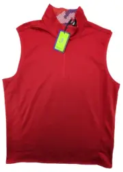 Robert Graham Vest Mens Large Red Half Zip Logo Golf ⛳ Skull Tees $128