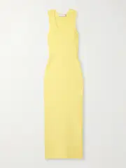 [Proenza Schouler White Label] Proenza Schouler White Label - Cole Cutout Ribbed-knit Midi Dress - Yellow - medium medium Yellow