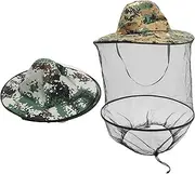 Toddmomy 2Pcs Fishing Sun Hat with Mesh Netting Outdoor Head Cover for Insect Protection Lightweight and Gauze Cap for Fishing Hiking Beekeeping and Travel Dark Green