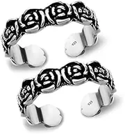 [Tongari] Graceful Band Design Silver Toe Rings in Pure 92.5 Sterling Silver for Women.., Adjustable, Non-Precious Metal, No Gemstone