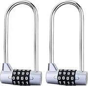 SagaSave Combination Lock, 2PCS 5 Digit Padlock, 7mm Width Flexible Cable Long Shackle Padlocks, Updated Safety Resettable Lock for Gym Locker, Closet, Luggage, Cabinet, Outdoor (Silver)