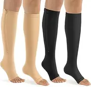 Zipper Compression Socks-2Pairs Calf Knee High Open Toe Compression Stocking